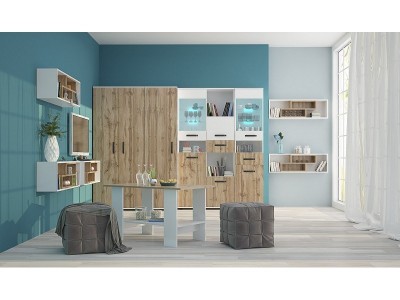 Σύνθετο σύστημα μονάδων Viva (votan δρυς /λευκό στιλπνό ) διαμόρφωση 1